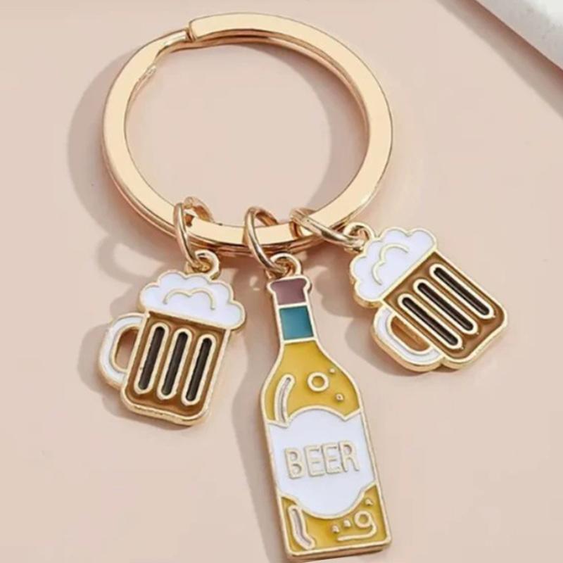 Cute Beer Key Chain Simulation Drink Key Chain Pendant Car Key Chain Handbag Decoration Diy Jewelry Gift
