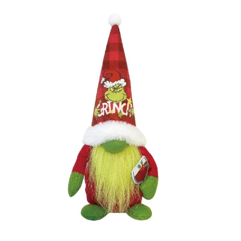 Festive Green Furry Monster Plush Santa Claus Doll Decoration For Christmas American Style