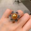 Tiktok Cross-border Australian Fritillary Pearl Micro Inlaid Green Ring Fashion Adjustable