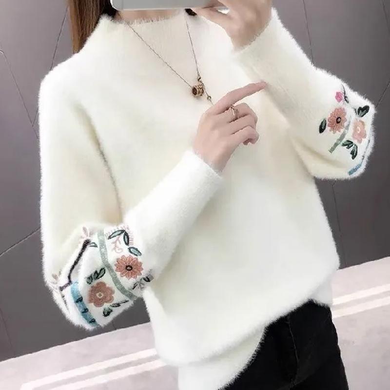 Pullover für Damen Herbst Winter Verdickter Pullover Warm Gestrickt Dehnbar Langarm Oversize Jumper Oberteile