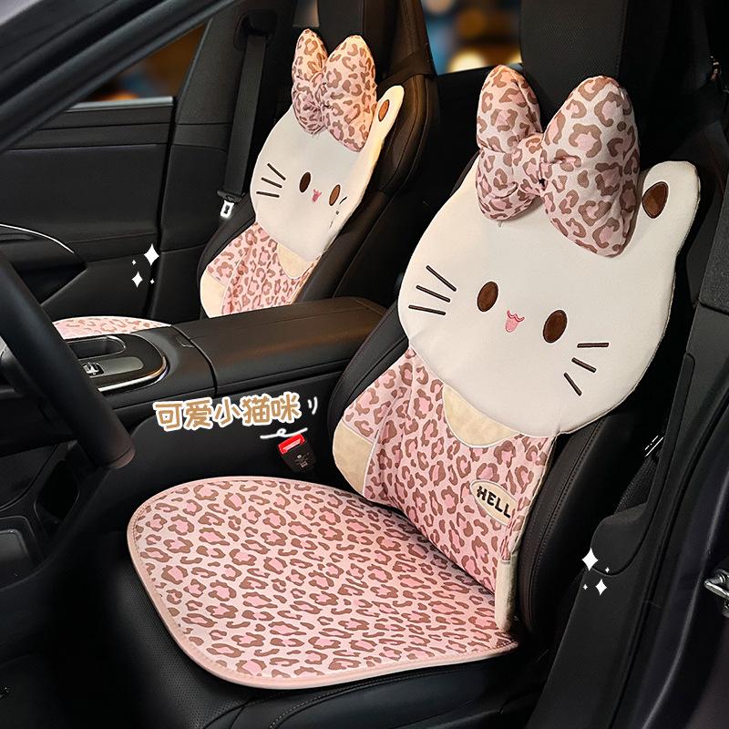 New car seat cushion leopard print cat four seasons universal car seat cushion linen breathable and comfortable car seat cover