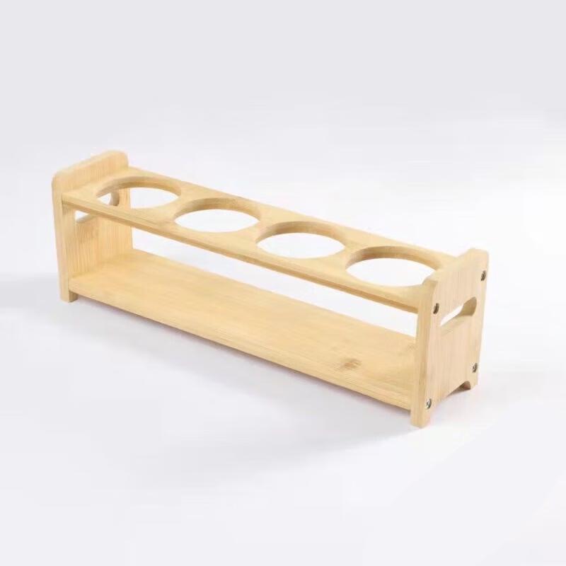 SPSR Bamboo Wood 4-Hole Spice Jar Organizer Rack