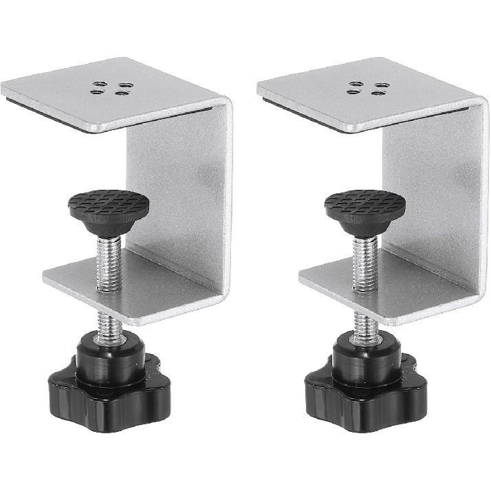 PATIKIL C Clamps, 2 Pcs Heavy Duty Metal Black Desk Clamp Adjustable Mounting Table Clamp with Protective Pad for Fixing Acrylic Glass Plastic Wood