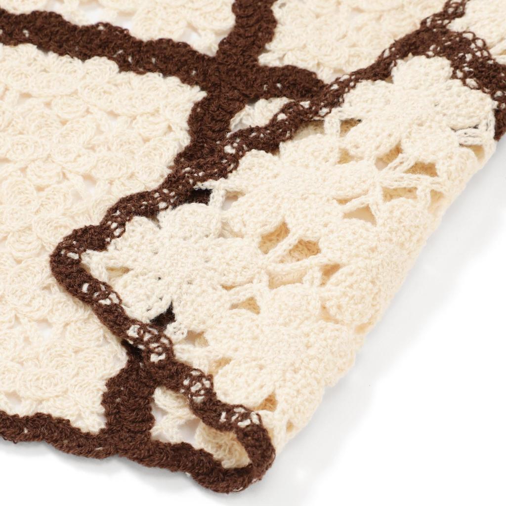 Francfranc Autumn Flower Crochet Throw (100cm X 150cm) Ivory Blanket/Half Blanket