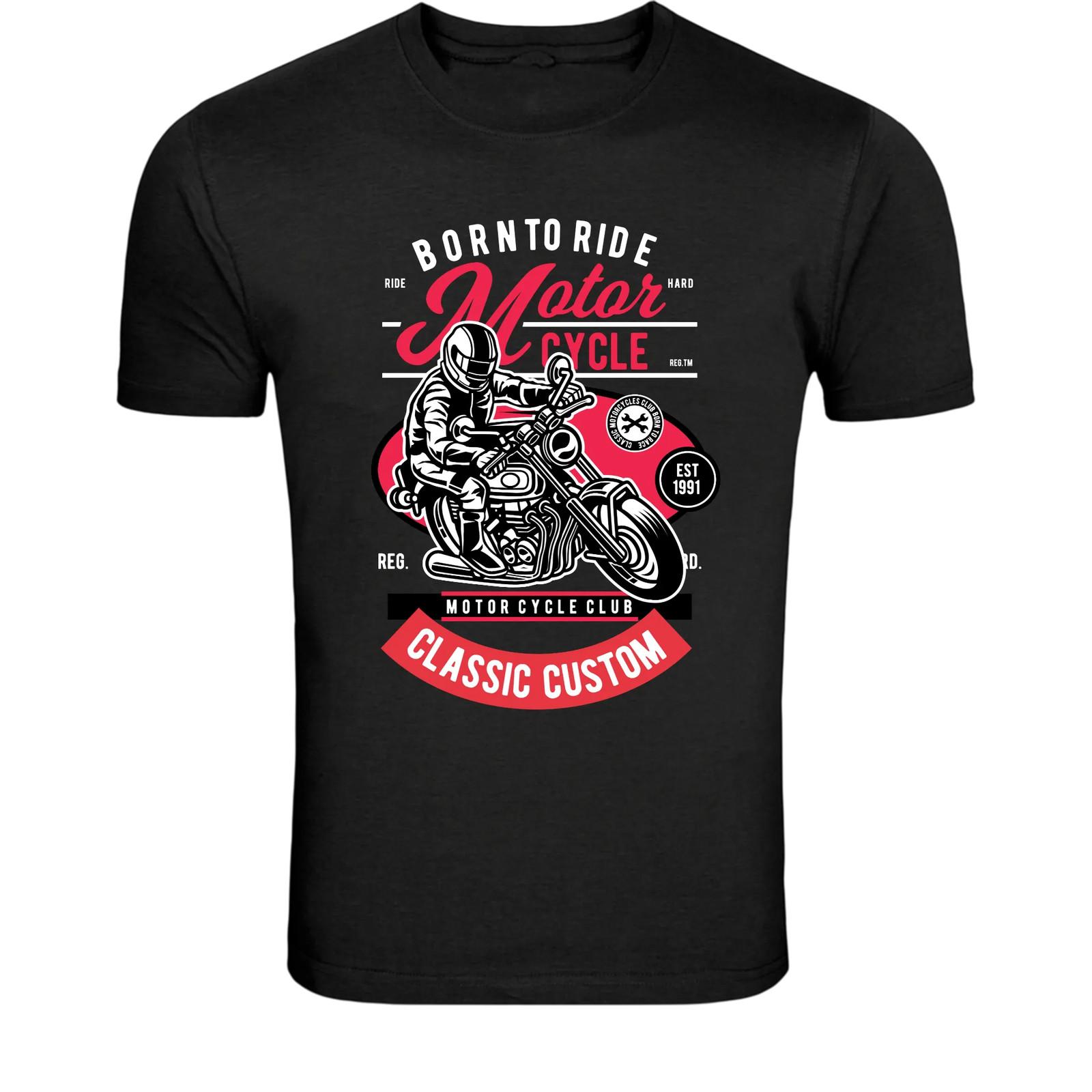 Born To Ride Motorcycle Classic Custom T-Shirt - Vintage Biker XL