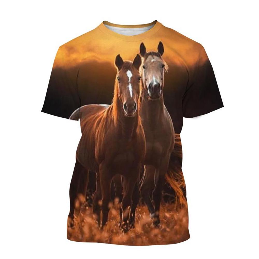 Summer Hot-Selling Fashion Animal Horse 3D Print Men's T-Shirt Casual Harajuku Style Comfortable Short Sleeve Top