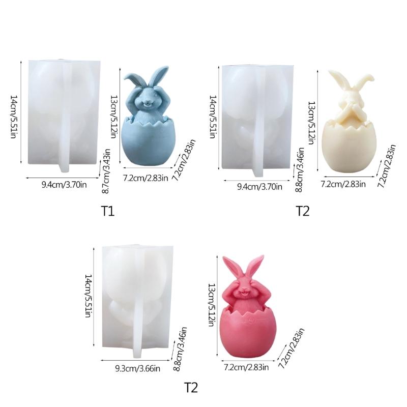Long-Eared Egg Rabbit Plaster Doll-Silicone Mold Homemade Bunny Aromatherapy Candle Mold DIY Plaster Mold Home Decor