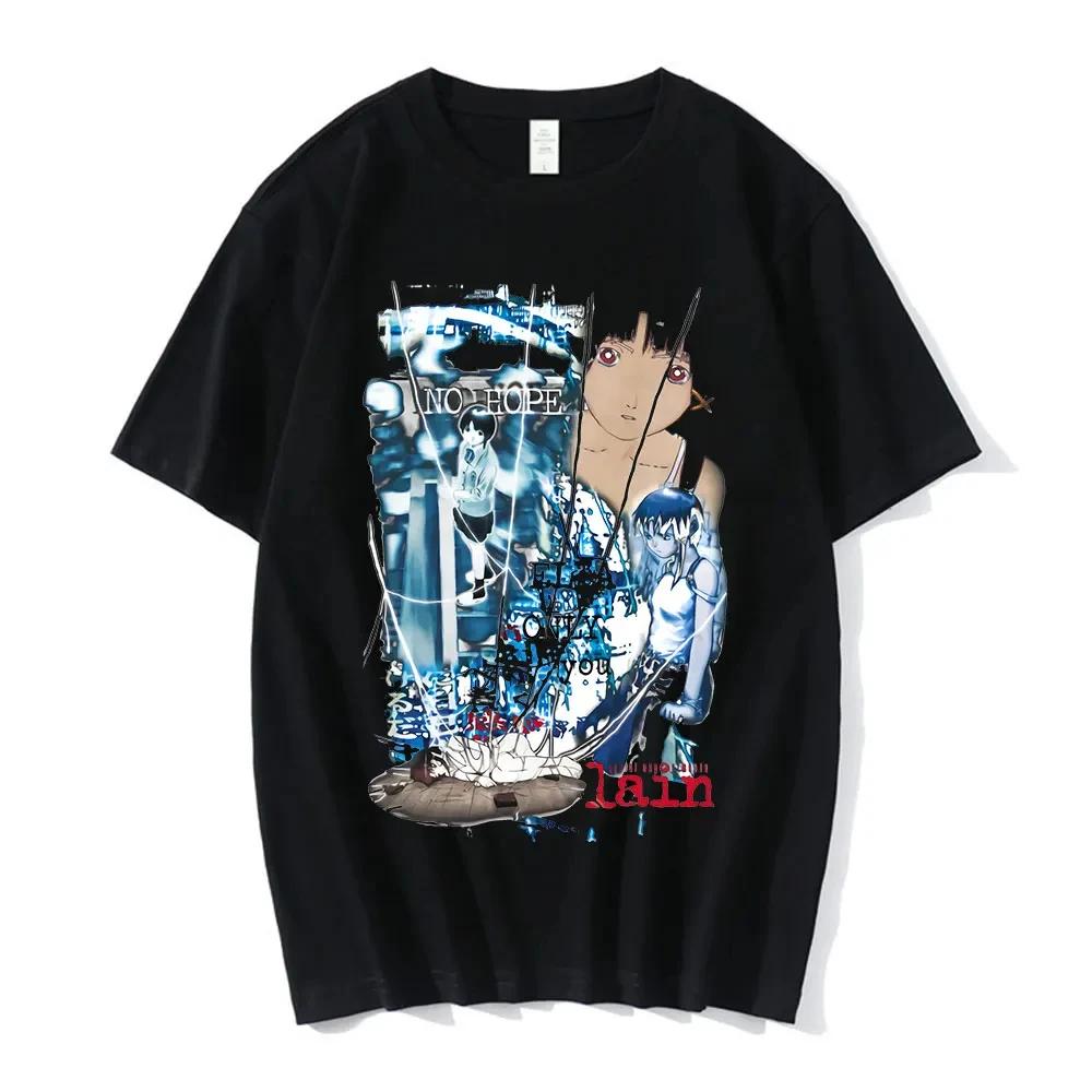2025 Summer Sci Fi Anime T Shirt Serial ExperiUnisexts Lain Iwakura Graphic Tee Unisex Women Unisex 100 Pure Cotton Printed Tshirt