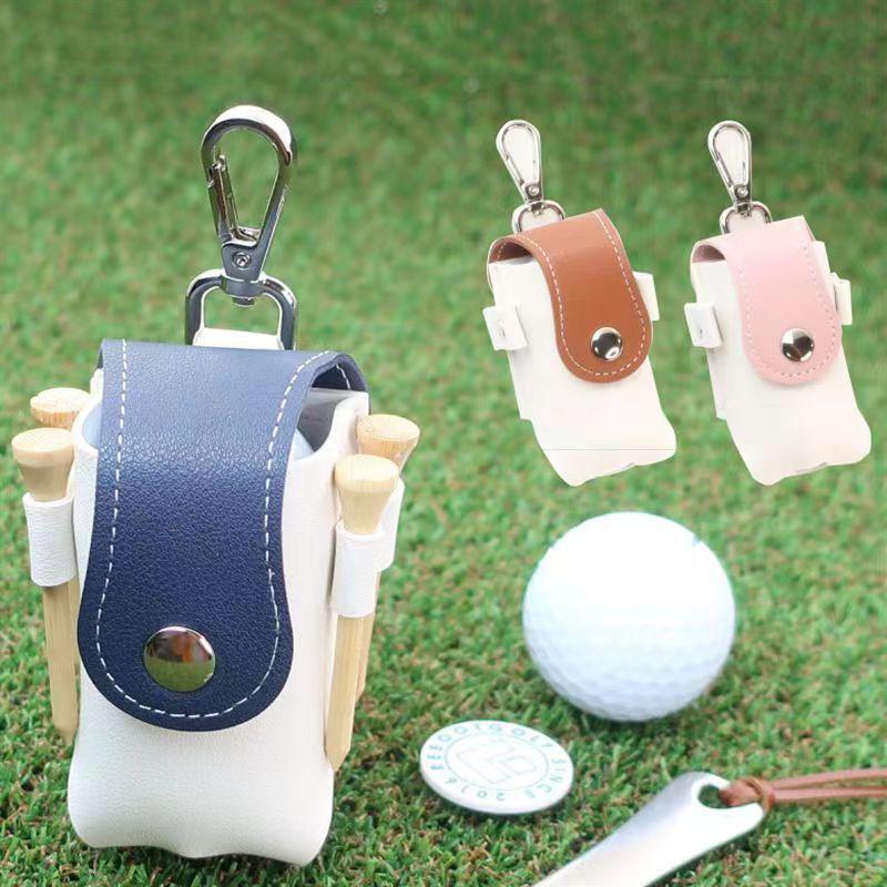 Portable PU Leather Patchwork Golf Ball & Tee Waist Bag