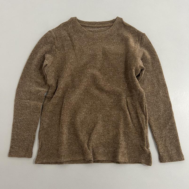 Stylish Faux Rabbit Fur Knit Sweater: Cozy Thick Round-Neck Loose-Fit Long Sleeve Top for Autumn-Winter.