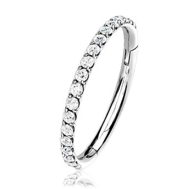Stainless Steel Nose Ring Hoop with Clear Crystal Accents 1 2mm Thickness 8mm Diameter Seamless Design for Piercing Jewelry