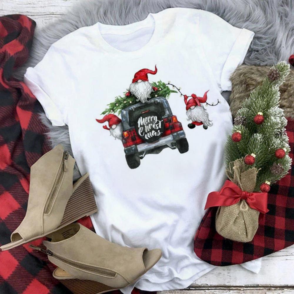 Christmas Reindeer Tshirt Loose Truck Christmas Tree Tshirt Durable Men Women Unisex Casual Tshirt Daily Travel Streetwear