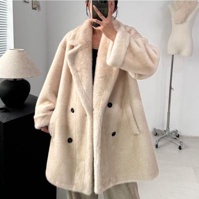 Collar Eco-friendly Fur Imitation Mink Fur Coat Wide Version Slim Coat Winter Warm Plus Size Women's Clothing