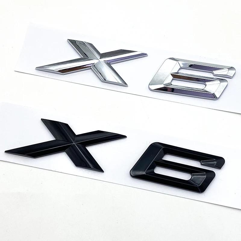 3D ABS Black Chrome Car Letters Rear Trunk Badge X6 Logo For BMW X6 Sticker Emblem X6 Lettering Accessories al2