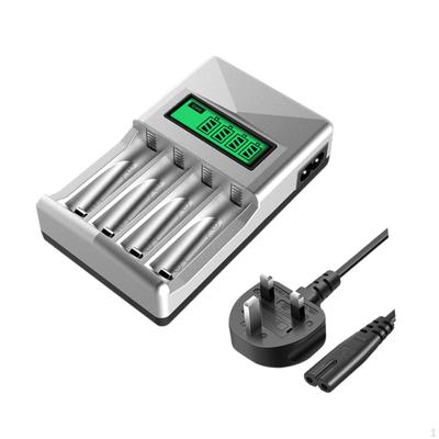 Large LCD Screen Battery Charger, 4 Slot Intelligent Fast Charge with Indicator for Computer Mouse,