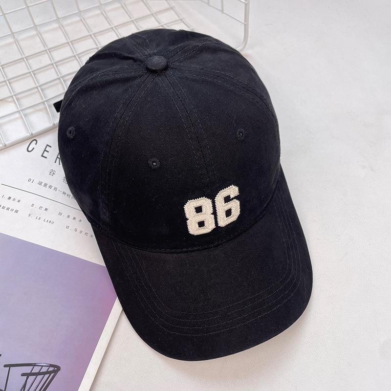 

Number86Embroidered baseball cap for women, Korean style versatile soft-top duckbill cap, outdoor sports sun protection hat for men 56-62CM
