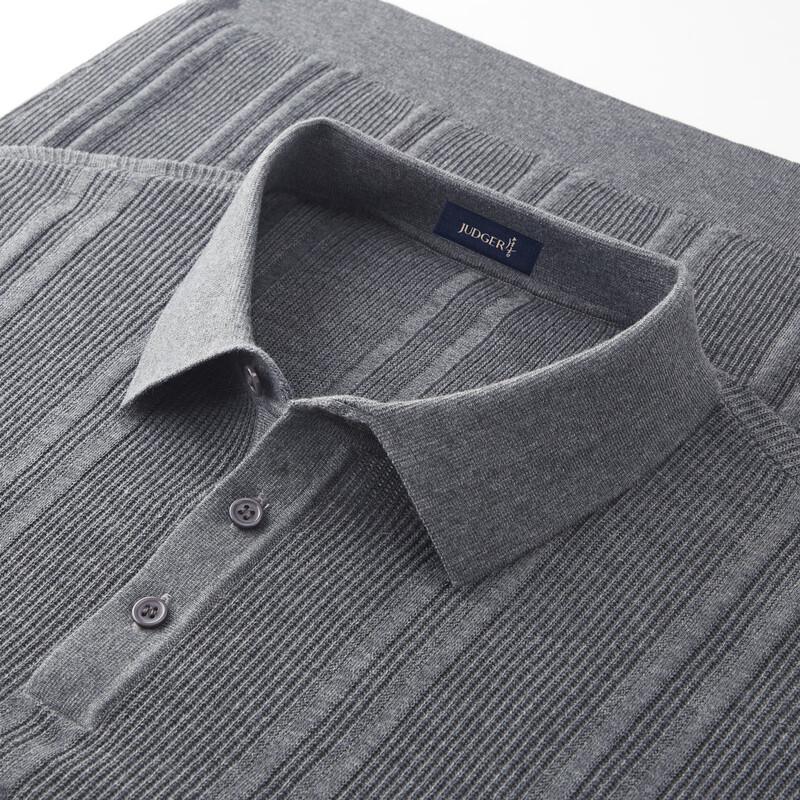 Judger Men's Cashmere Silk Blend Ribbed Knit Long-Sleeve Polo