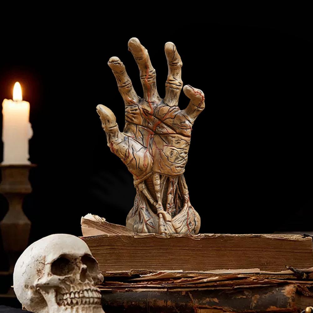 Sculpture de Main en Résine Sculpture de Main de Zombie Décoration d'Halloween Figurine de Démon en Résine Ornement de Bureau Statuette Décoration de Maison
