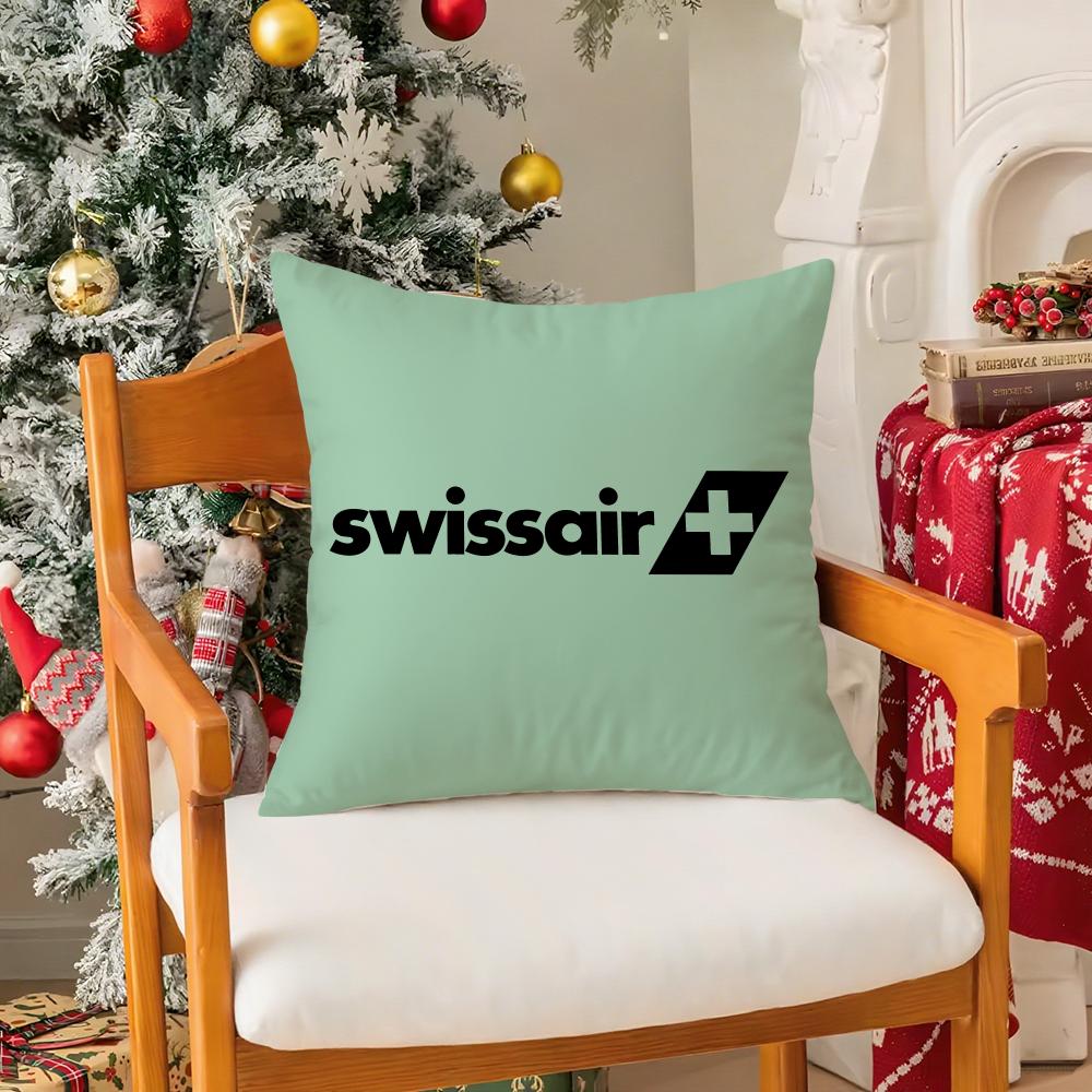 Travel Design S-Swissair Pillow Case Silky Short Plush With Invisible Zipper Dustproof Sofa Cushion Cover For Home Decor
