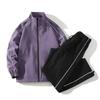 Men Autumn Handsome Suit Windproof Stand Collar Jacket+ Straight-Leg Pant Sports Two Piece Set