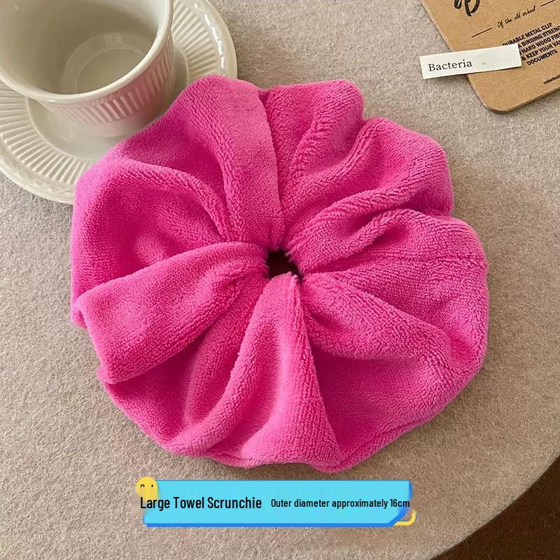 Super Absorbent XL Plush Hair Towel Scrunchie - Gentle, Damage-Free, Dual-Use for Hair & Face Washing