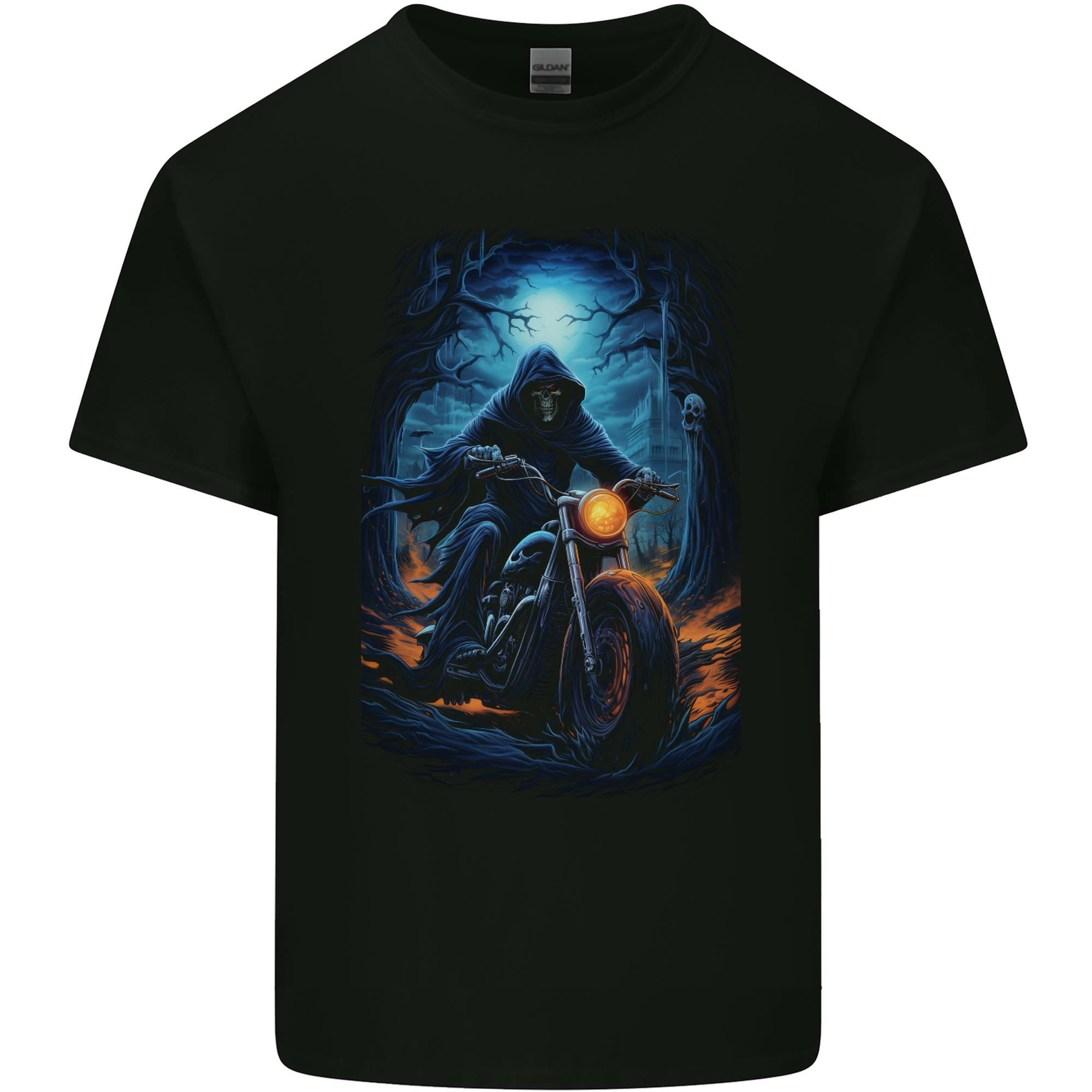 Skull Biker Motorcycle Motorbike Grim Reaper 4 Unisexs Light Cotton TShirt S