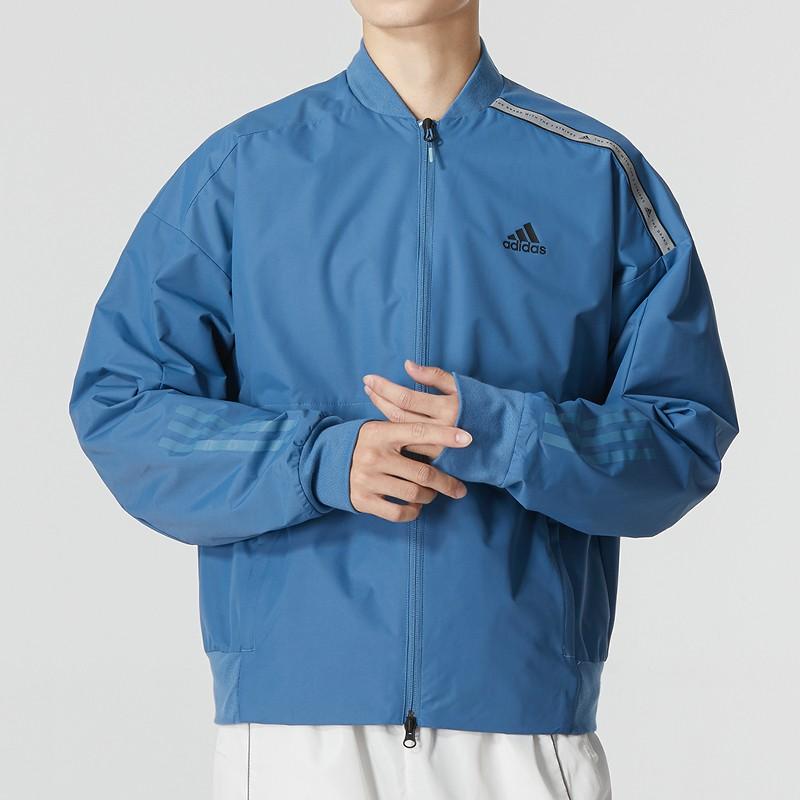 adidas Striped Sports Casual Woven Jacket for Men, Blue