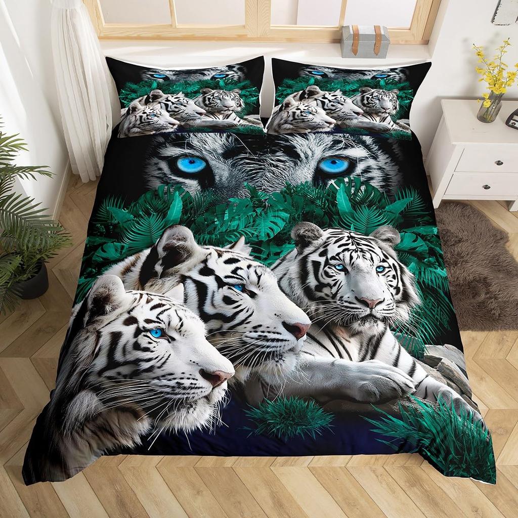 Tiger Duvet Cover Set For Teens Queen King Size Lightweight Quilt Covers Wildlife Pattern Bedding Set Bedroom Decor No Comforter