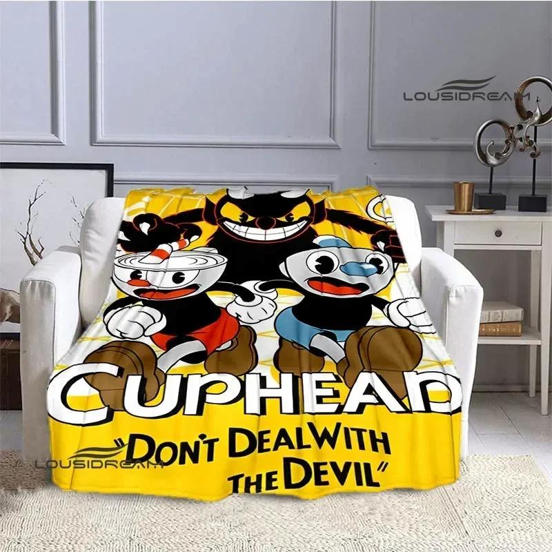 Cuphead Anime Printed Blankets Children's Warm Beautiful Blankets Flannel Soft and Comfortable Blanket Home Travel Birthday Gift