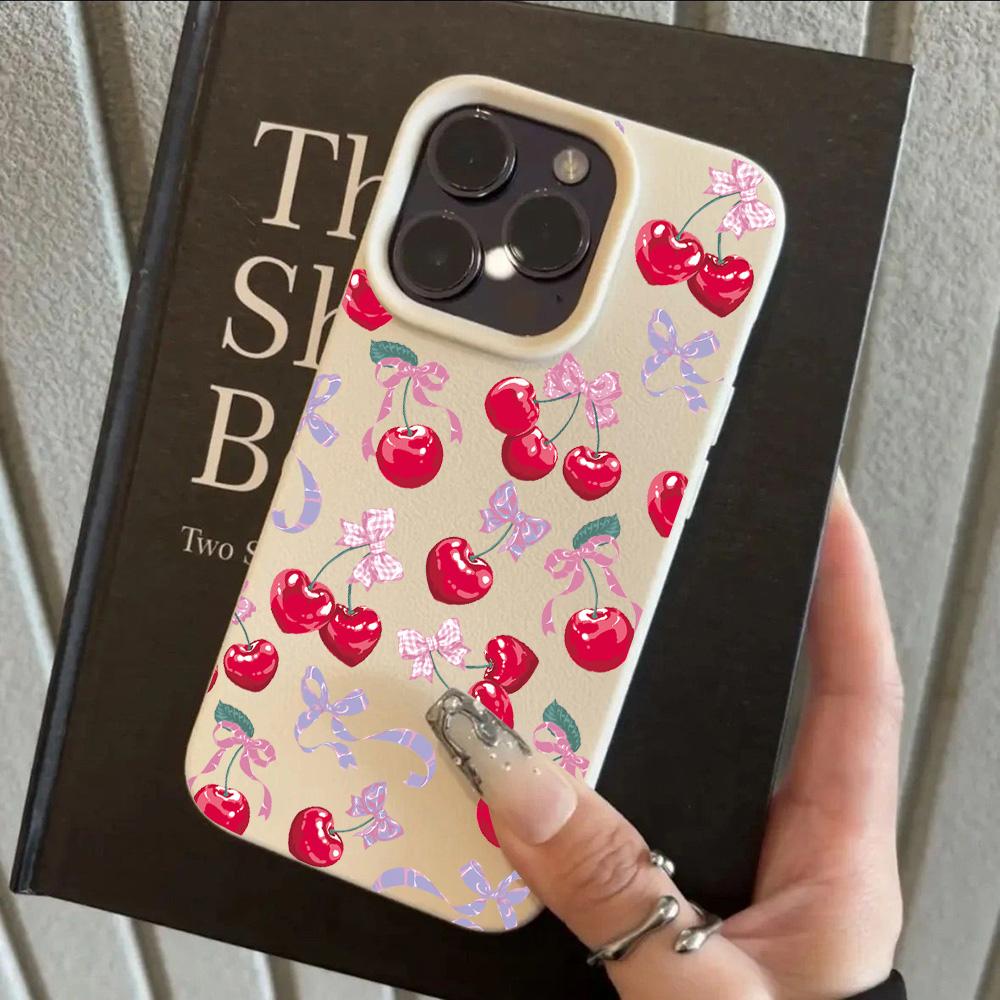HOT Full Screen Cherry Luxury Lichee leather pattern Phone Case For Redmi A5 A3 A1 14C 13 12 12C 10 9 9A 9C 8 K60 Ultra Cover