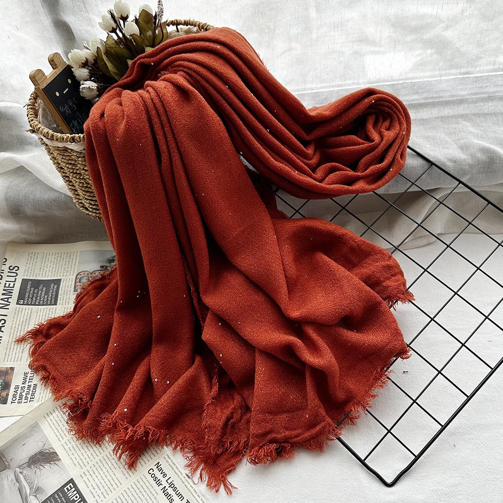 Source Retro dirty dyed sequined acrylic scarf women's four seasons are easy to match medium and long soft headscarf fringed shawl
