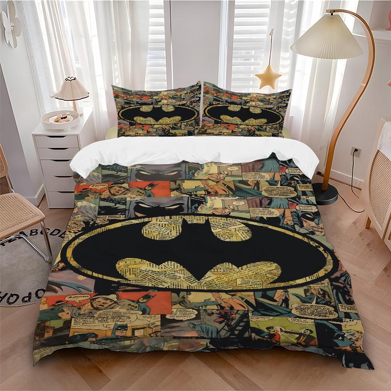 

3pcs Batman Bedding Set, Soft Polyester Duvet Cover and Pillowcases Machine Washable Seasons all suitable & Guest Room Decor306 135x200cm