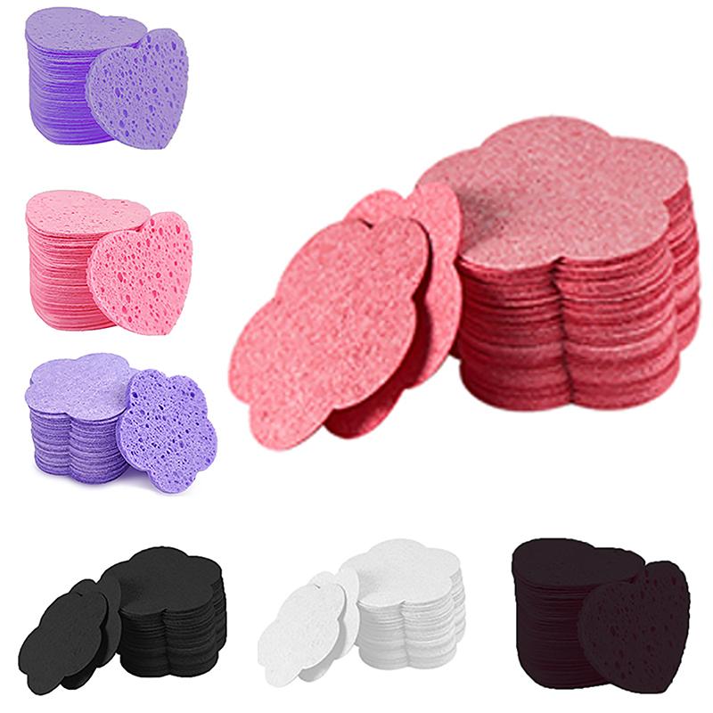 10Pcs Face Cleaning Sponge Pad Exfoliator Mask Facial Spa Massage Makeup Removal Thicker Compress Flower Heart Natural Cellulose