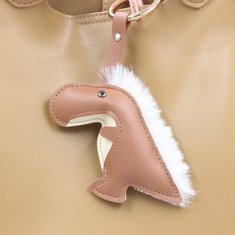 Frauen Mädchen Anhänger Kreative Schlüssel Ringe Halter Niedlichen Cartoon Dinosaurier Tasche Dekorationen PU Leder Dekorative Geschenk Zubehör