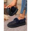 New Autumn Plush Lined Flats,Cozy Fur Trimmed Shoes for Women,Plus Size Indoor Outdoor House Slippers