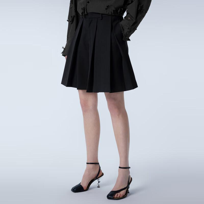 JNBY Women s Pleated Wool Blend Skirt Shorts XS