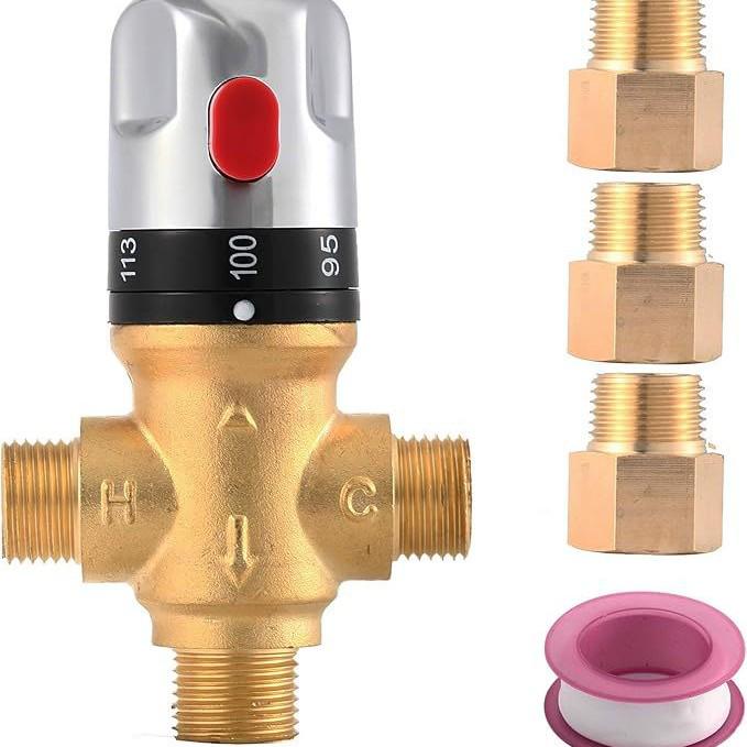 Heißverkaufendes 1/2 NPT Messing-T-Stück Thermostatisches Mischventil für Warmwasserbereiter: Regelt Warm- und Kaltwasser