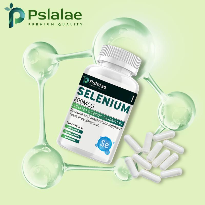 Pslalae Selenium Extract Capsules, 200 micrograms per serving, all-natural, 120 capsules, suitable for adults, high absorption rate.