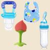 Baby Feeding Combo – Fruit Feeder, Silicone Bib, 90 Ml Spoon Feeder Bottle & Fruit-Shaped Teether Set