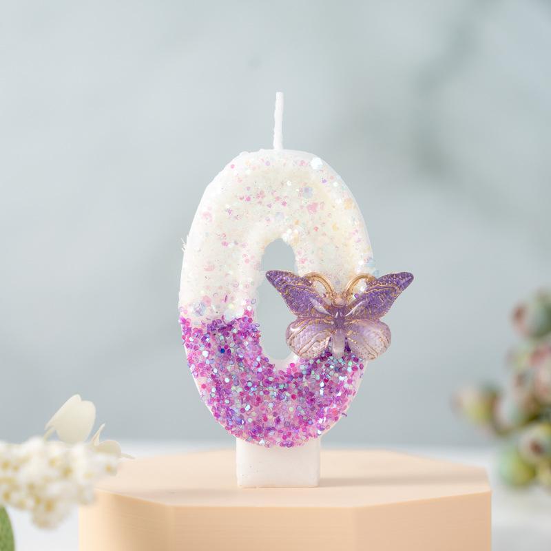 

Digital Birthday Candles Cake Decoration First Year Party Purple Butterfly Creative 0