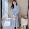 Beautiful Fashion Spring Autumn Women Long Sleeve Dress Retro Collar Casual Slim Dresses Floral Printing Chiffon Sexy