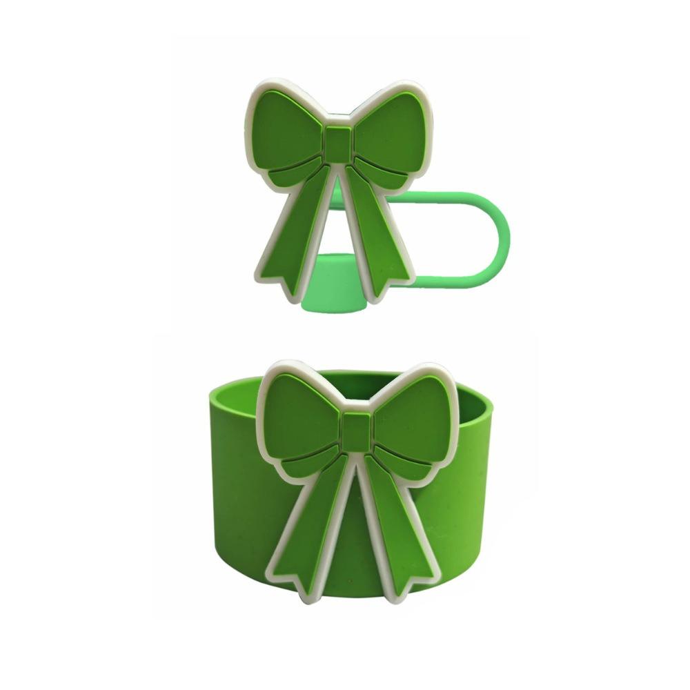 

New Bow Silicone Boot Bottom Sleeve Cover for 30/40 OZ Tumbler Cup Protection Case Straw Covers Cap For Cup зелений
