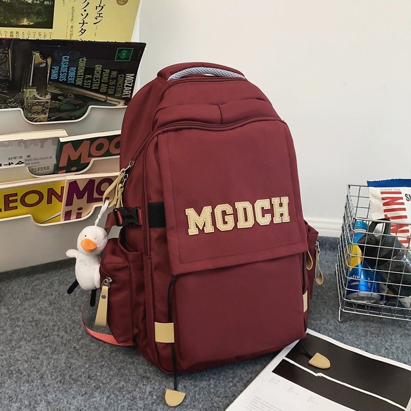 

Japanese Schoolbag Women s Good-looking Large Capacity Computer Backpack Male Junior High School Student College Student Trip Backpack Red(Small size send duck pendant)