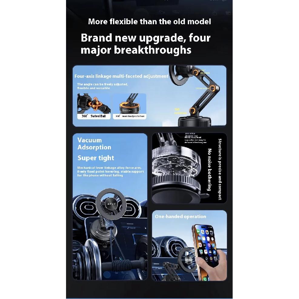 ANVE 360° Rotating Car Dashboard Holder Universal Vacuum Adsorption Robotic Arm Magnetic Suction Bracket Mobile Phone Holder