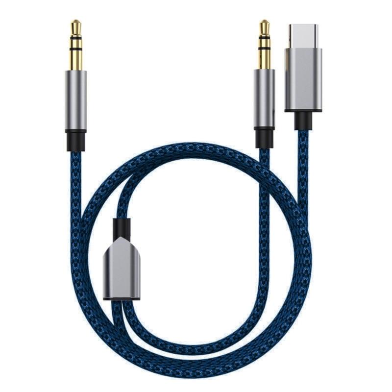 

Nylon Braiding Type C to 3.5mm Double Output Audios Cable for Earphones and Speakers Audios Cord for Laptop PC Phone 1