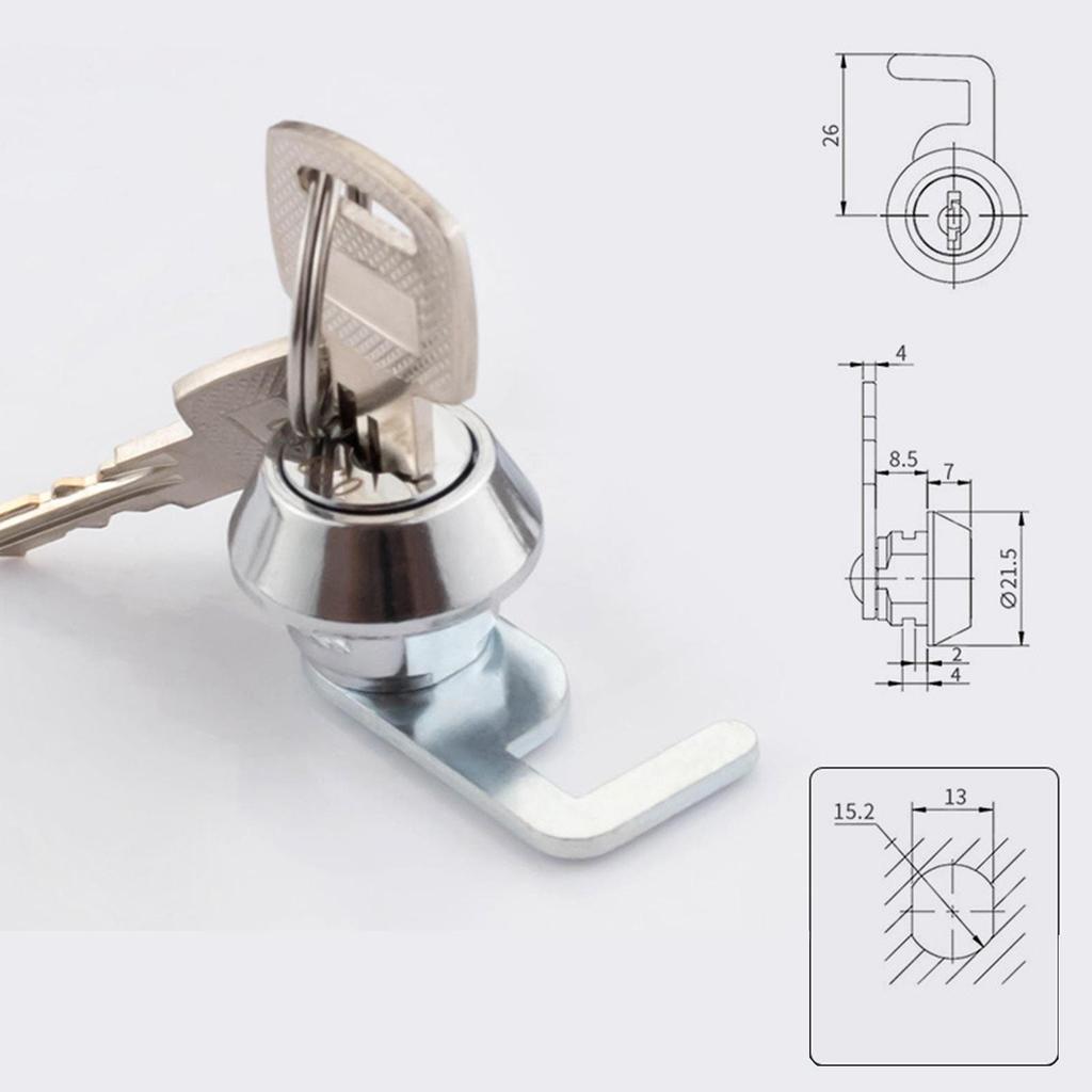 Zinc Alloy Hook Cam Toolbox Lock Keyed Alike Safety Cylinder Replacement for Retail Bar Shopping Mall