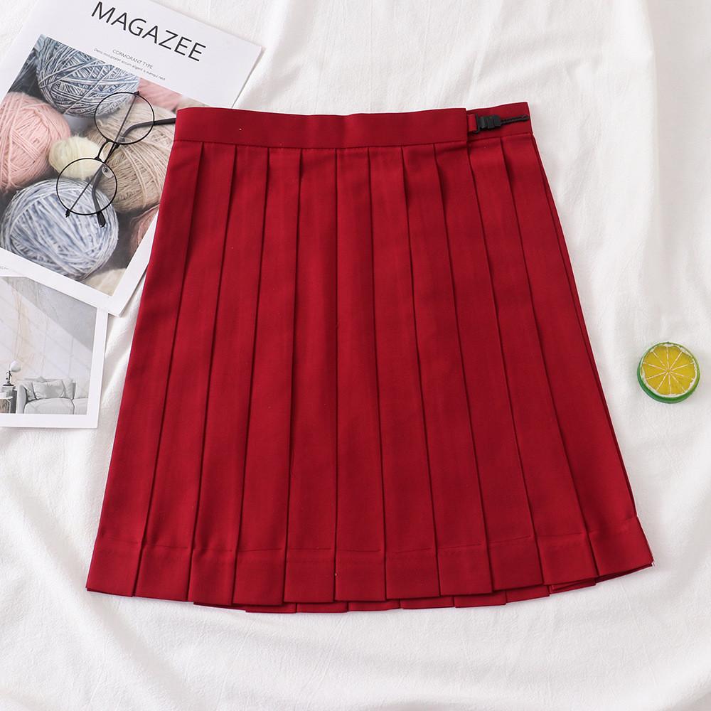 Uniform Pleated Skirt With High Waist For Students Summer College Style