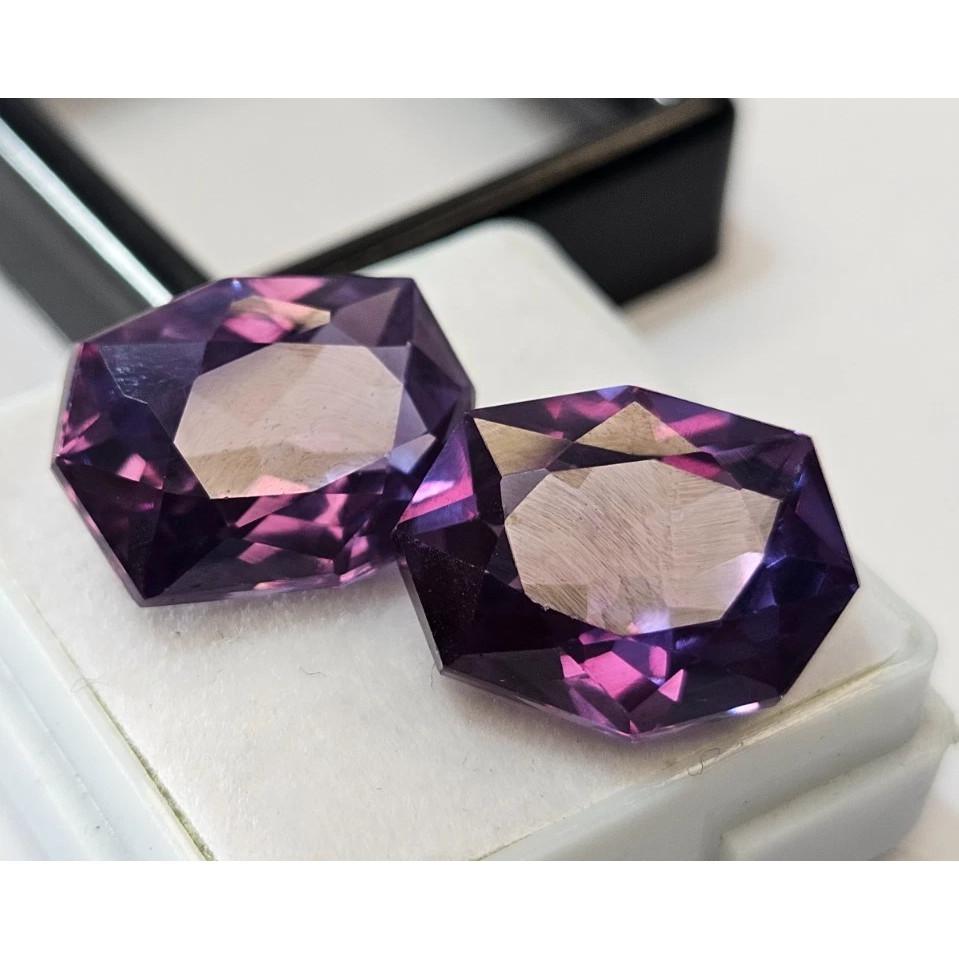 Certified Alexandrite Color Change Fancy Cut 23-24 Ct Pair Fabulous Gemstone