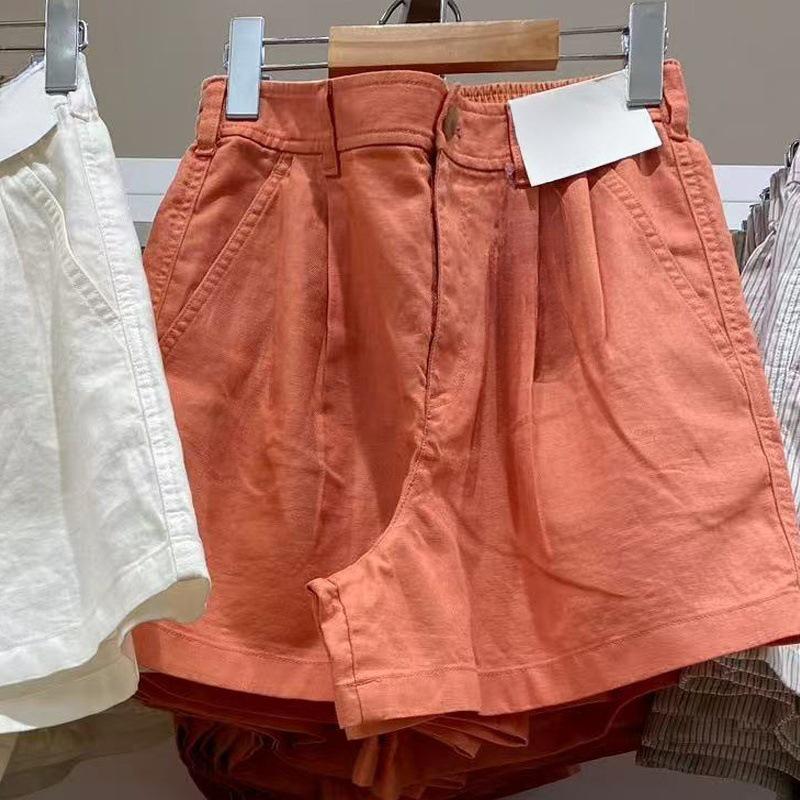 

Женские льняные хлопковые шорты прямого кроя: Универсальный, Повседневный, Приталенный крой для Весны/Лета 2025 (473696) Medium оранжевый/жёлтый