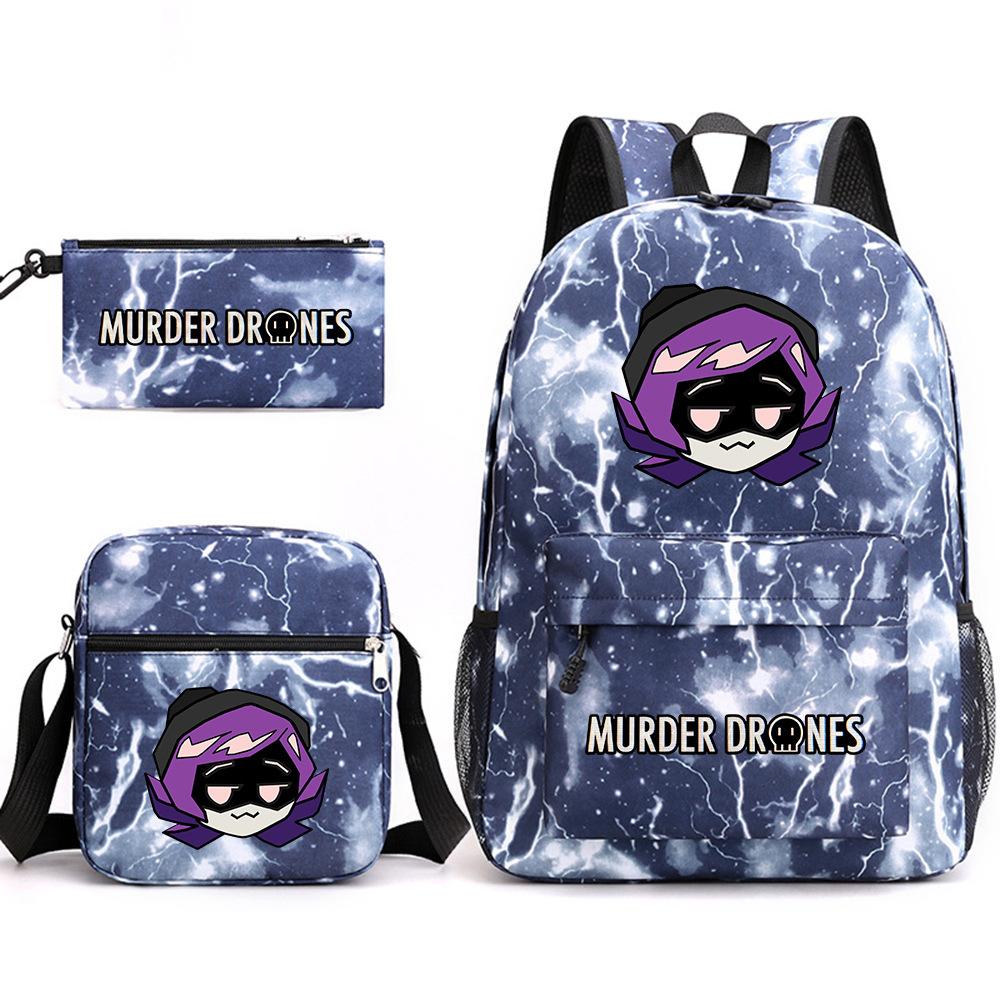 

School bag, male and female students pencil bag, three-piece set, printed canvas bag, large-capacity backpack. Three-piece set